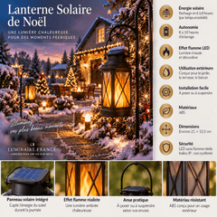 Lanterne solaire de Noël ABS résistance intempéries effet flamme sans danger