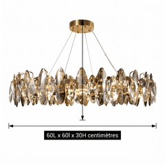 Dimensions lustre en cristal doé