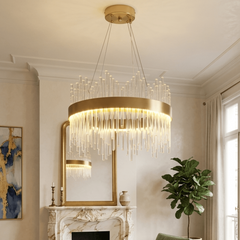 Lustre en cristal doré
