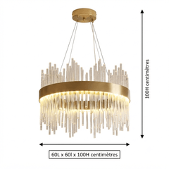 Dimensions Lustre en cristal doré 