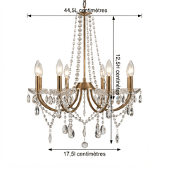 Dimensions lustre cristal vintage pour salle à manger, séjour ou salon 
