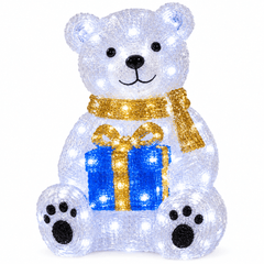 Ours lumineux Noël blanc 60 LED acrylique