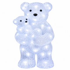 Ours polaire lumineux avec son ourson présenté de face sur fond blanc