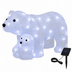 Ours et ourson lumineux de Noël solaires sur fond blanc
