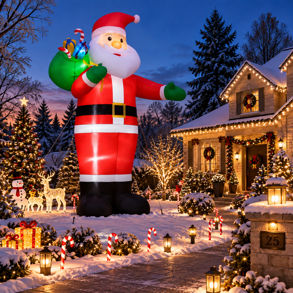 Père Noël Gonflable Géant 427 cm avec LED