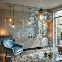 Plafonnier en verre soufflé blanc