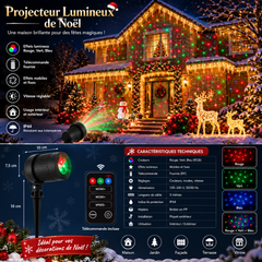 Projecteur lumineux de Noël avec télécommande RF et accessoires fournis