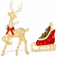 Renne de Noël illuminé avec lumière LED blanc chaud