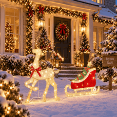 Renne LED de Noël créant une ambiance féerique dans le jardin