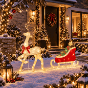 Renne de Noël Lumineux avec Traîneau 107 cm – 117 LED Blanc Chaud