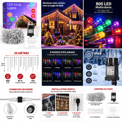 Rideau lumineux Noël 20m 800 LED informations