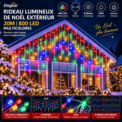 Rideau lumineux Noël extérieur 20m 800 LED