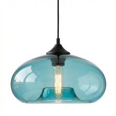Suspension en verre soufflé bleu pour salon 