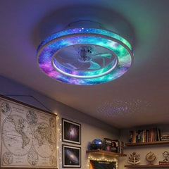 Ventilateur de plafond LED moderne avec éclairage à 3 températures de couleurs et design élégant