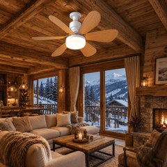 Ventilateur plafond couleur bois idéal pour votre chalet 