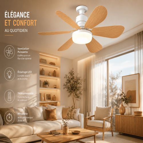 Ventilateur de Plafond avec lumière et tv commande